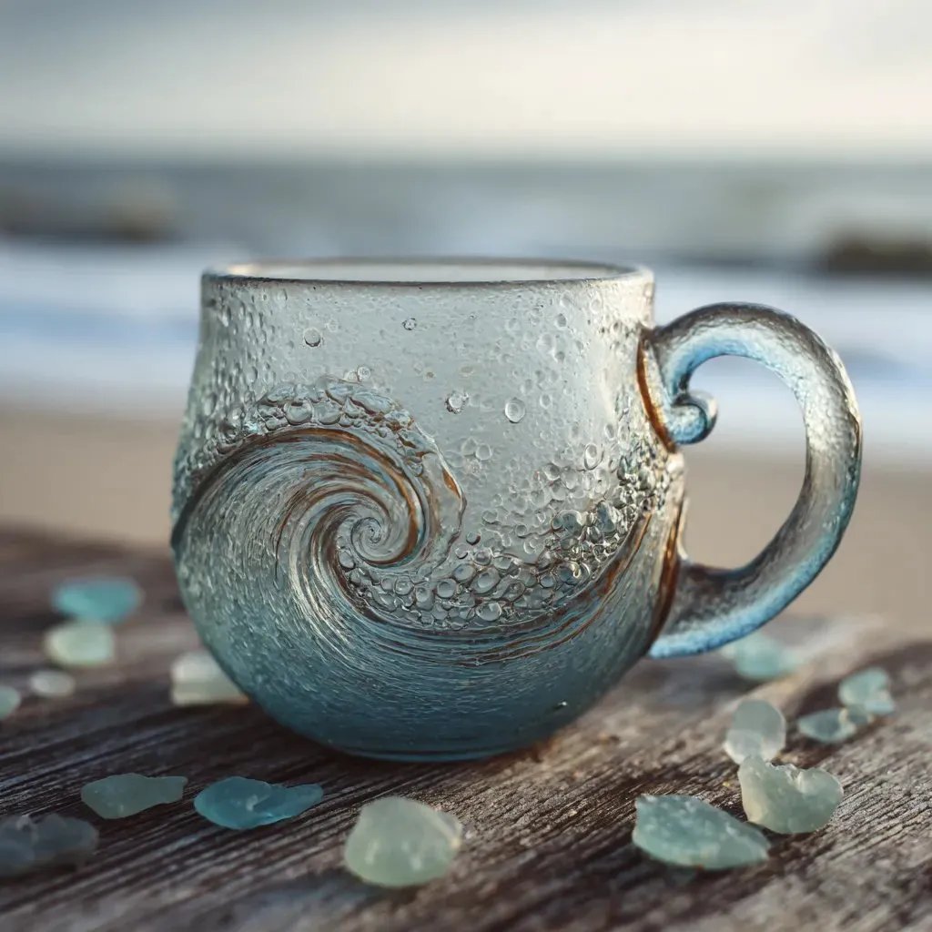🎄Christmas Best Gifts🔥Unique Handcrafted Sea Glass Ocean Wave Mug🎁Free Gifts